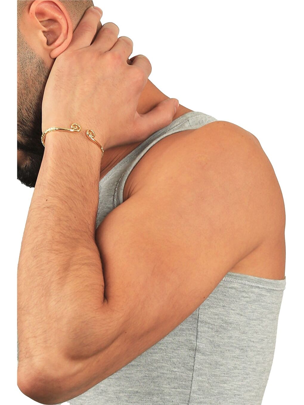 Sarı Erkek Lak Siyah Renk Kaplama Ayarlanabilir Açık Band Spiral Formlu Bileklik-1