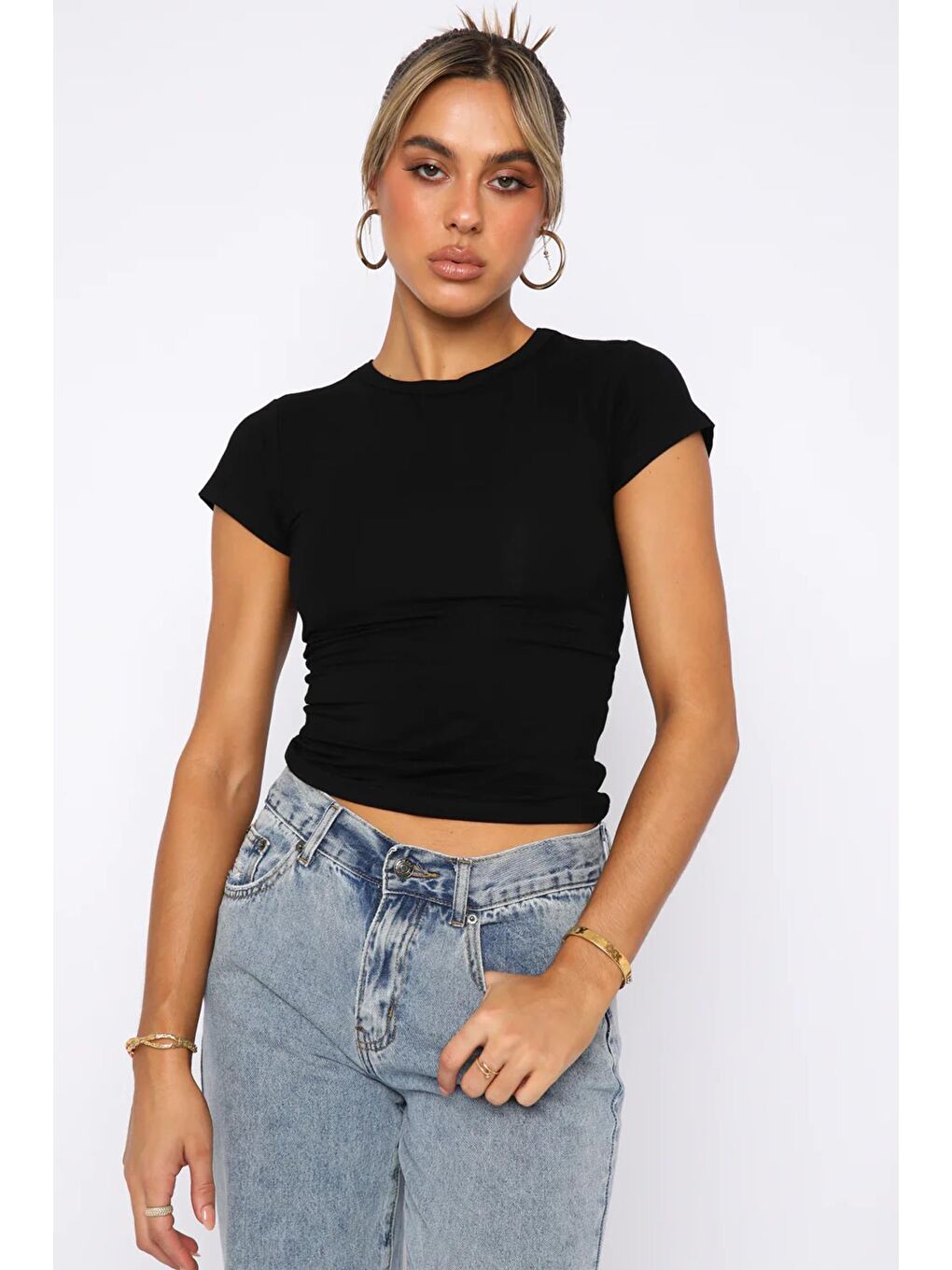 Siyah Basic Kadın Tişört Mg2012-4
