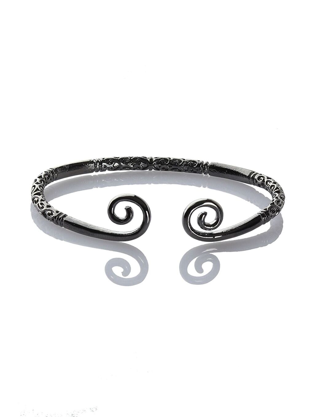 Antrasit Erkek Lak Siyah Renk Kaplama Ayarlanabilir Açık Band Spiral Formlu Bileklik