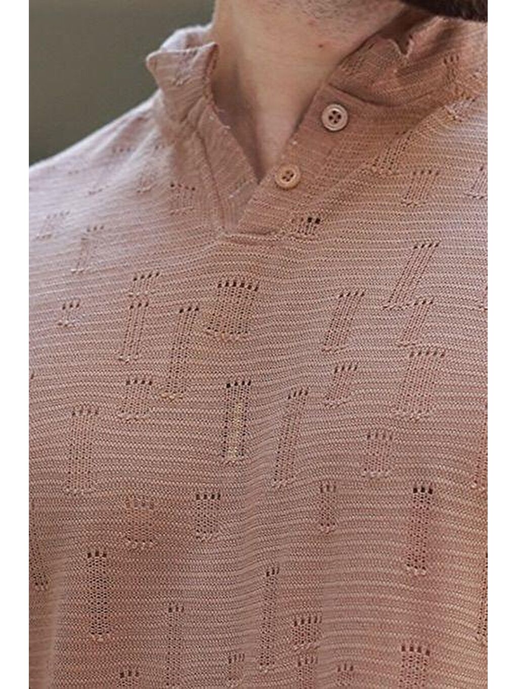 Kahverengi Hakim Yaka Erkek Basic Tişört E7148-3