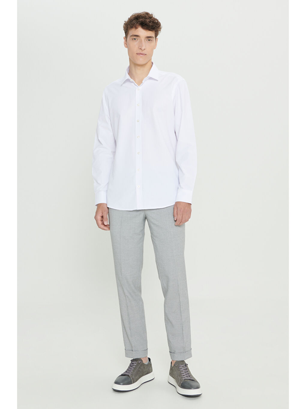 Erkek Gri-Antrasit Comfort Fit Rahat Kesim Yan Cepli Desenli Beli Lastikli Pantolon-3