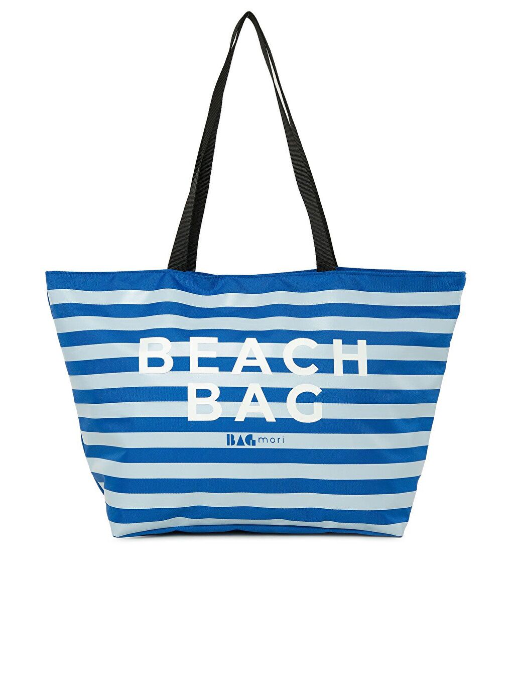 Bagmori Mavi Çizgili Beach Bag Baskılı Plaj Çantası