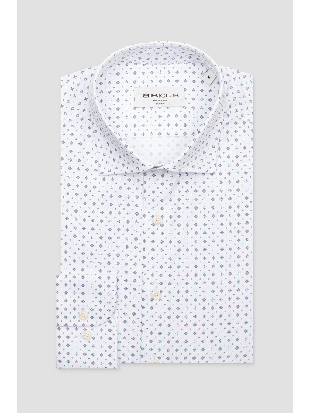 Oscar Poplin Pamuklu Slim Fit Beyaz Klasik Yaka Erkek Baskılı Gömlek