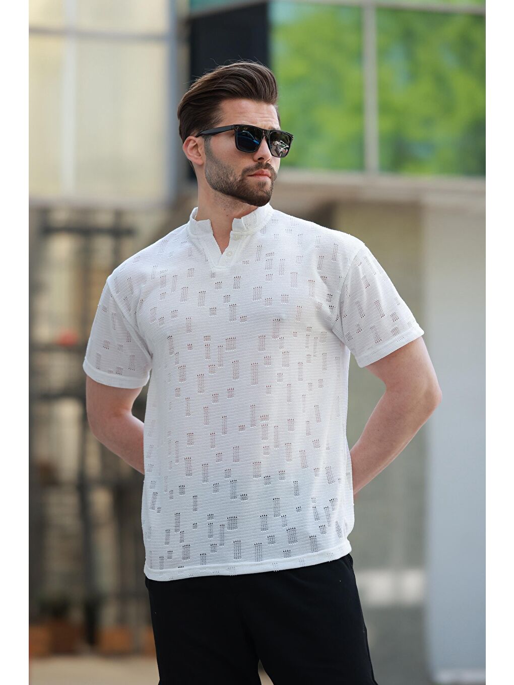 Ekru Hakim Yaka Erkek Basic Tişört E7148-1