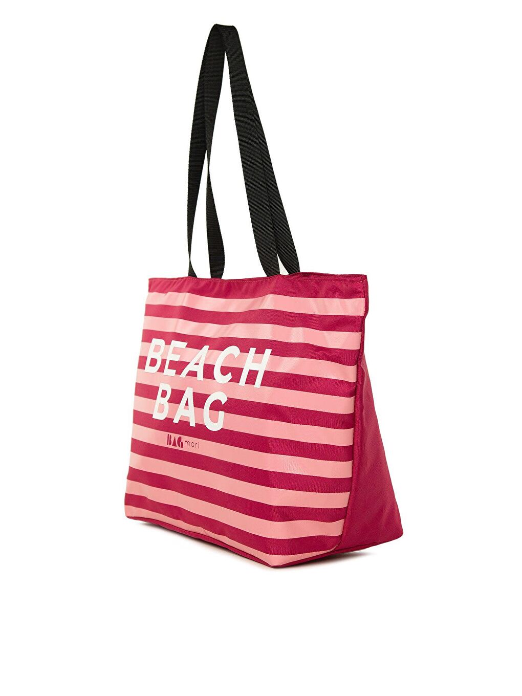 Bagmori Fuşya Çizgili Beach Bag Baskılı Plaj Çantası - 1