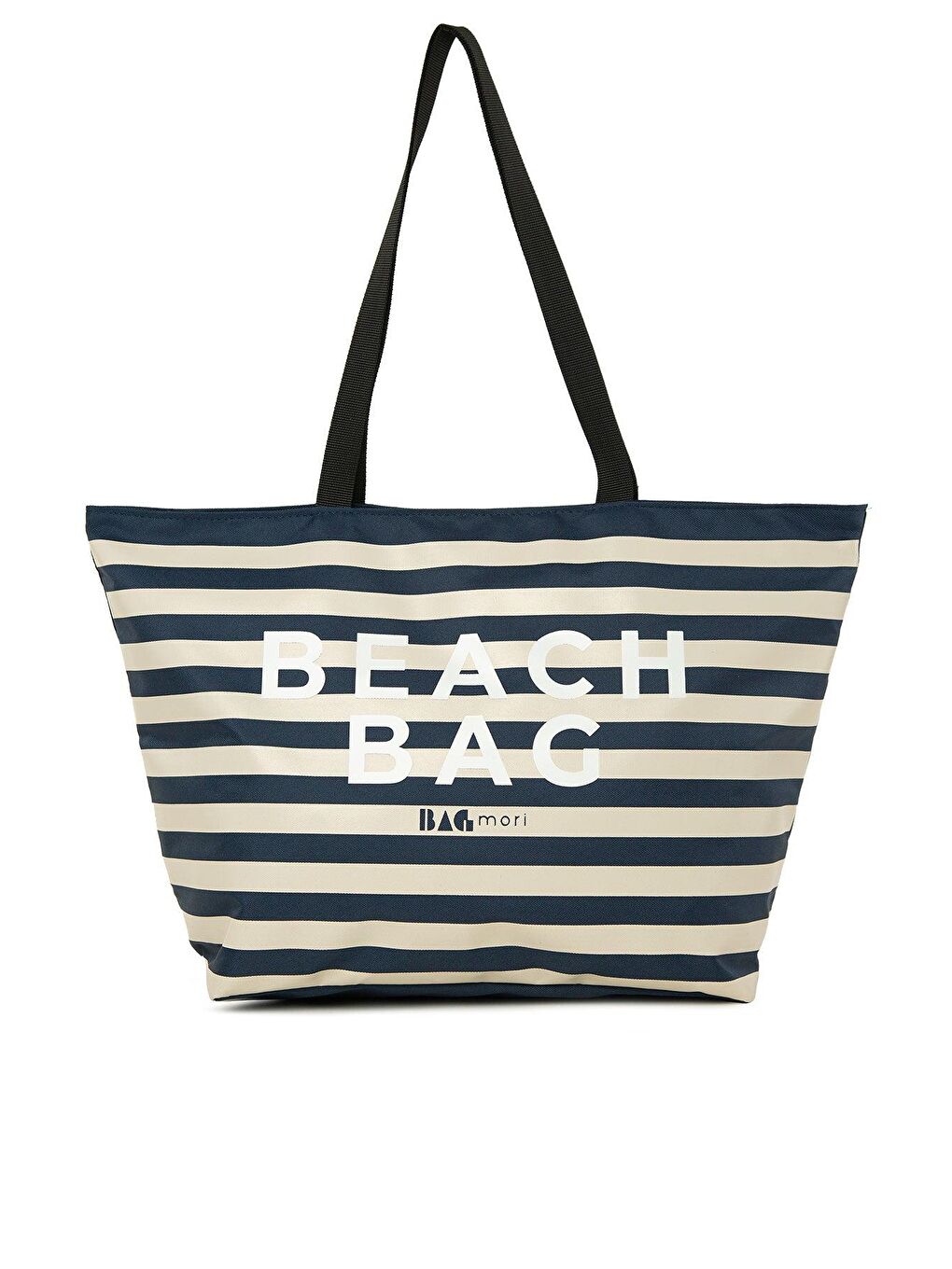 Bagmori Lacivert Çizgili Beach Bag Baskılı Plaj Çantası