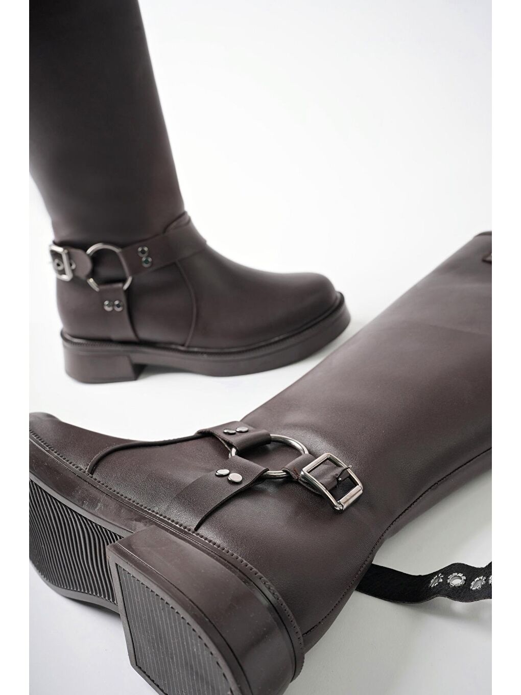 Kahverengi GİSELE Fermuarlı Kemer Detaylı Kadın Kışlık Çizme-4