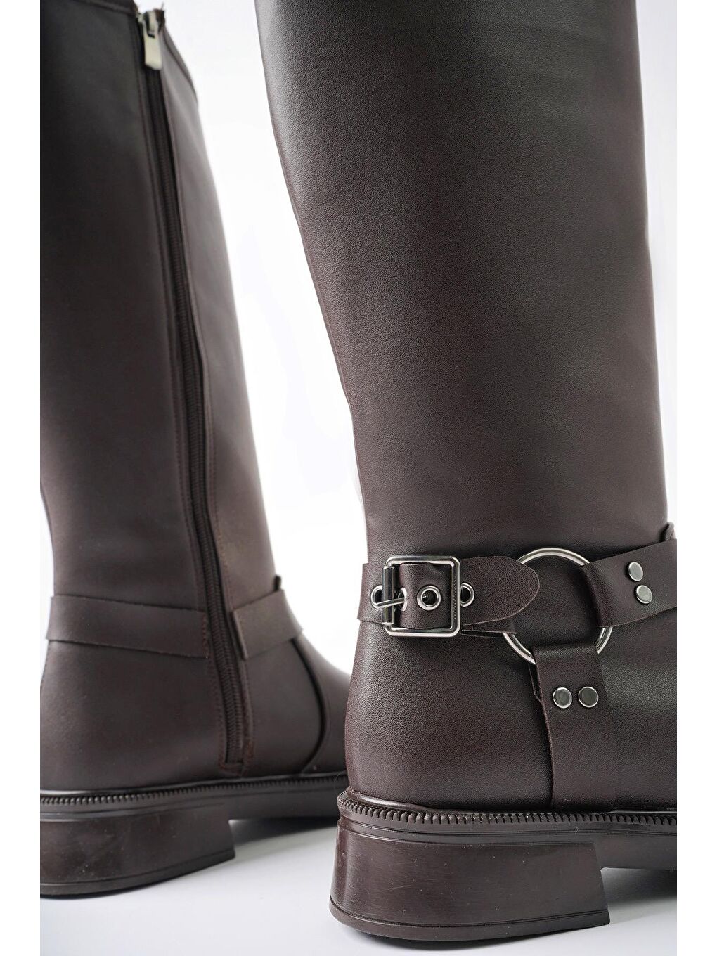 Kahverengi GİSELE Fermuarlı Kemer Detaylı Kadın Kışlık Çizme-5