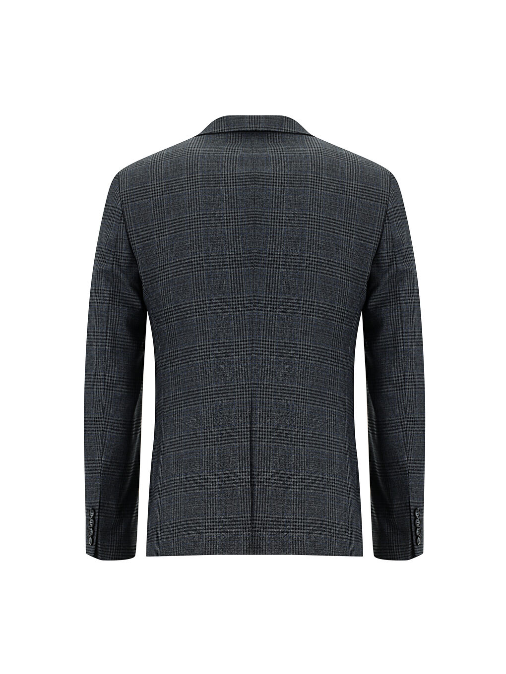 Gri Super Slim Fit Ekstra Dar Kesim Ekose Yelekli Kombinli Takım Elbise-2