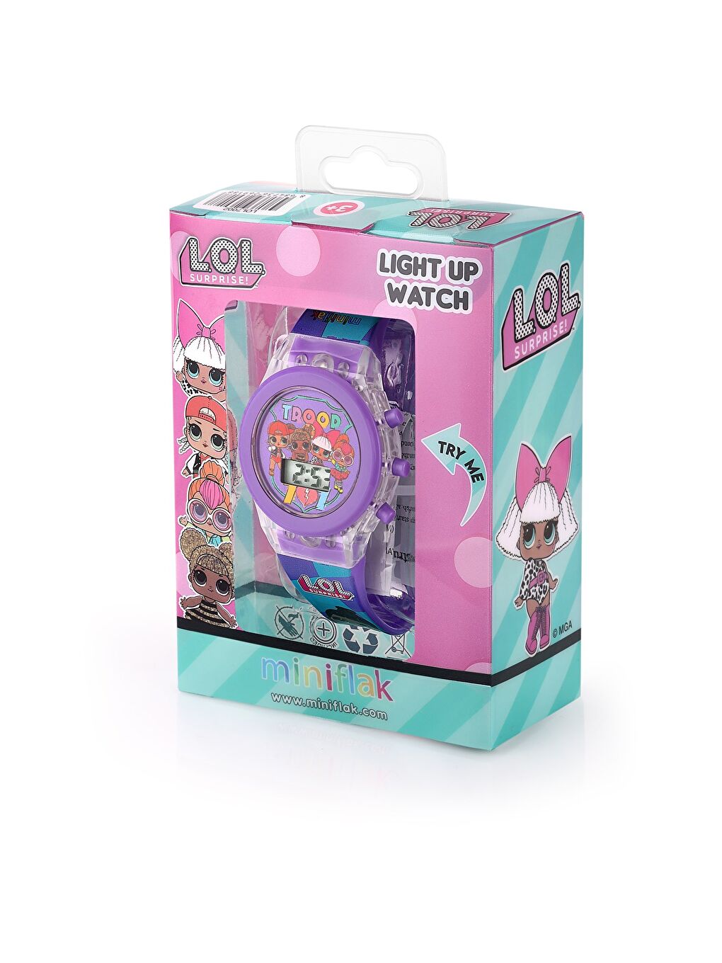 Mor LOL Surprise! Lisanslı LOL7002 Lila Işıklı Çocuk Saati-1