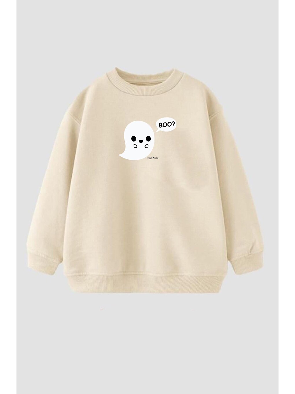 Bej Çocuk Baskılı Pamuklu Sweatshirt