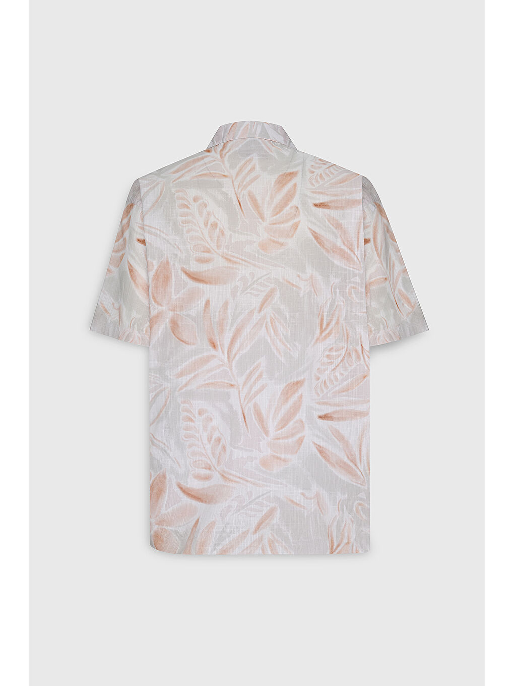 Erkek Bej-Kahve Oversize Fit Geniş Kesim Küba Yaka %100 Pamuk Baskılı Kısa Kollu Gömlek-8