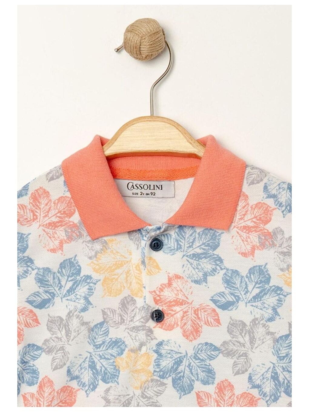 Turuncu Yaprak Desenli Belden Ayarlanabilir Kısa Kollu Şortlu 2'li Takım Çocuk ve Bebek Giyim-5