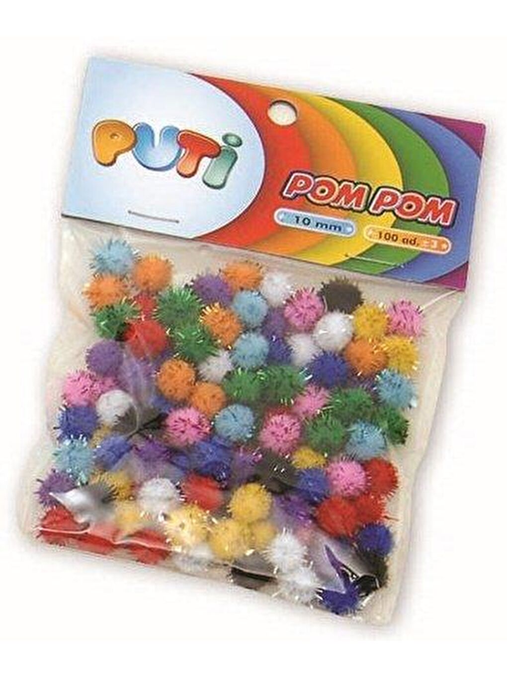 Puti Karışık Asorti 10 Mm Metalik Pom Pom 100 Lü Paket