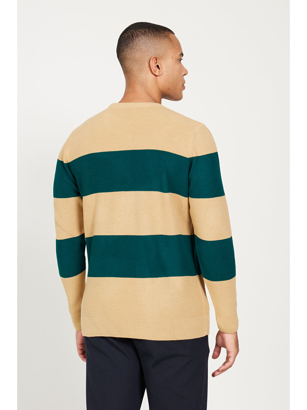 Kahverengi Erkek SUTLU KAHVE-YESIL Anti-Pilling Tüylenme Yapmayan Standart Fit Normal Kesim Bisiklet Yaka Renk--5