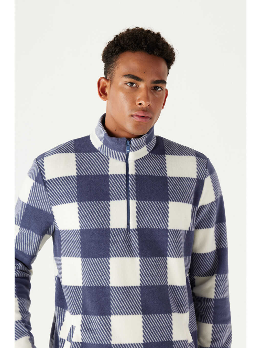 Lila Erkek EKRU INDIGO Standart Fit Normal Kesim Bato Yaka Polar-4