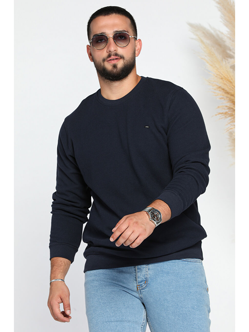 Mishar İtalia Lacivert Erkek Bisiklet Yaka Selanik Sweatshirt