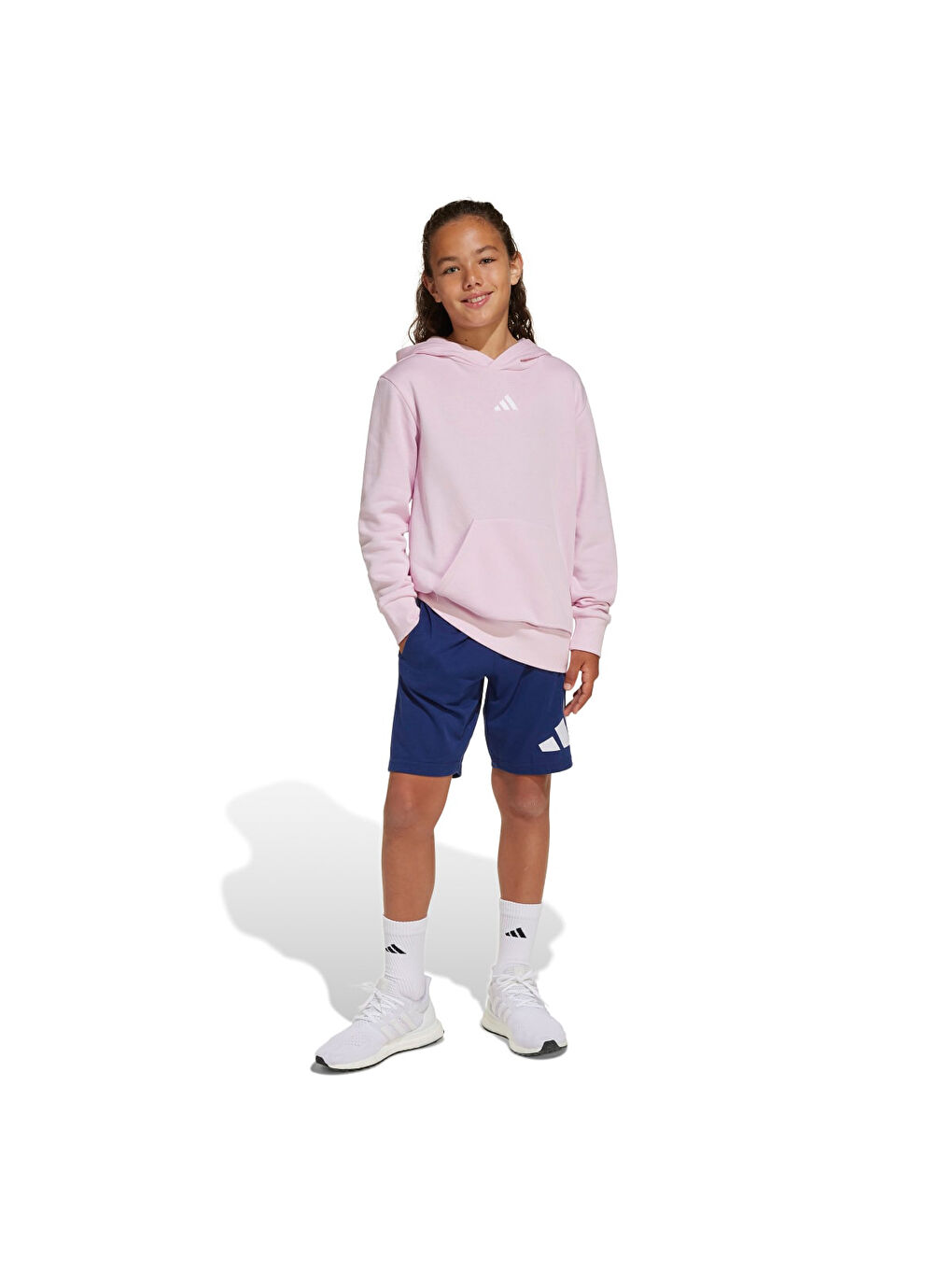 Sport Lifestlye Fleece Kız Çocuk Pembe Kapüşonlu Sweatshirt-1