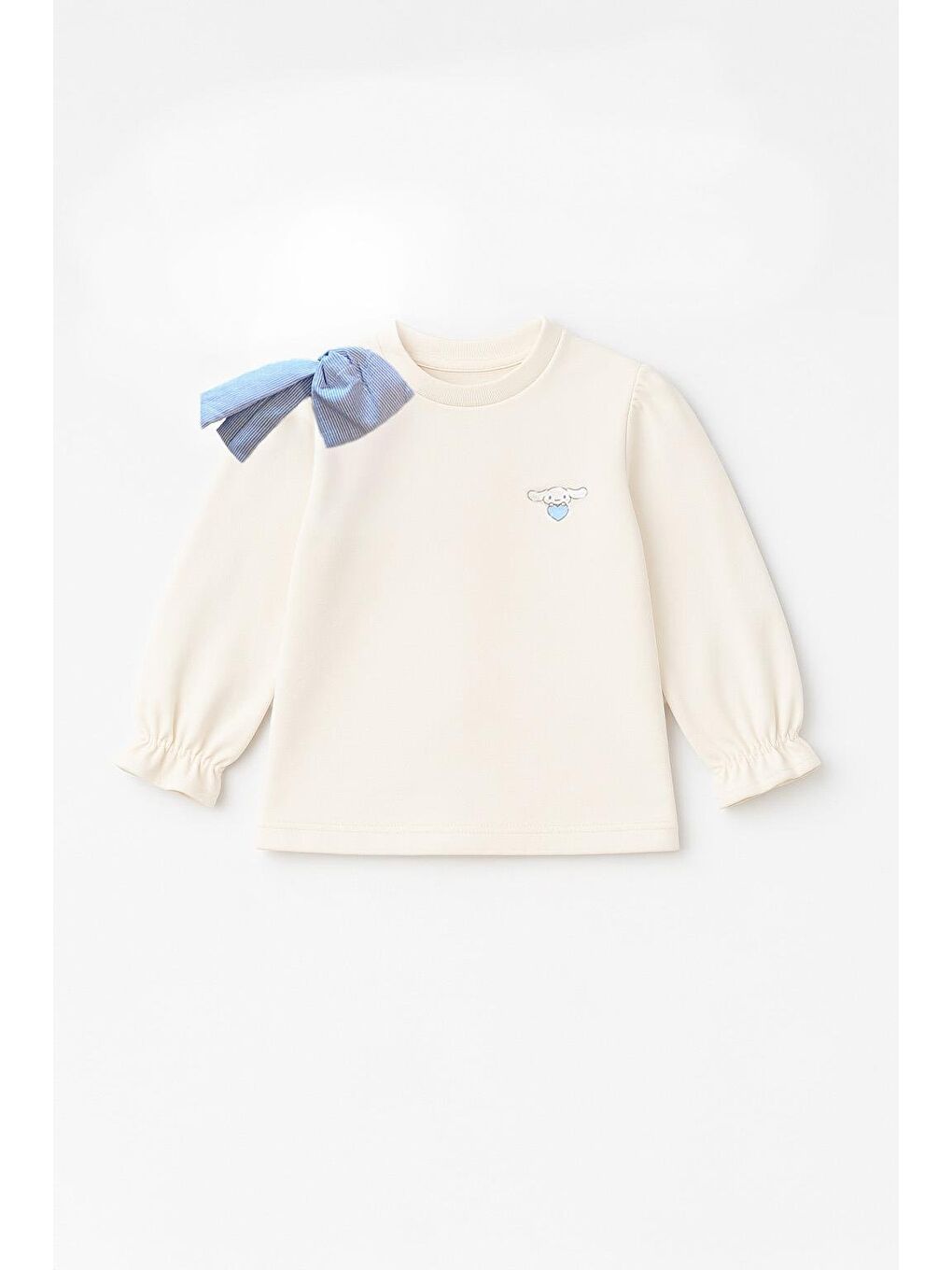 Ekru Kız Çocuk Kurdela Detaylı Uzun Kollu Tişört (3-4 Yaş 8-9 Yaş)-1