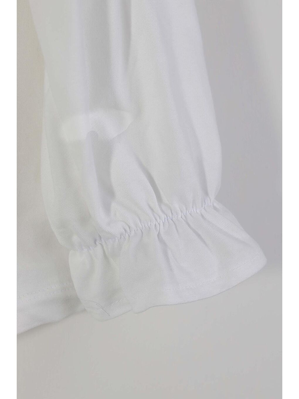 Ekru Kız Çocuk Kurdela Detaylı Uzun Kollu Tişört (3-4 Yaş 8-9 Yaş)-3