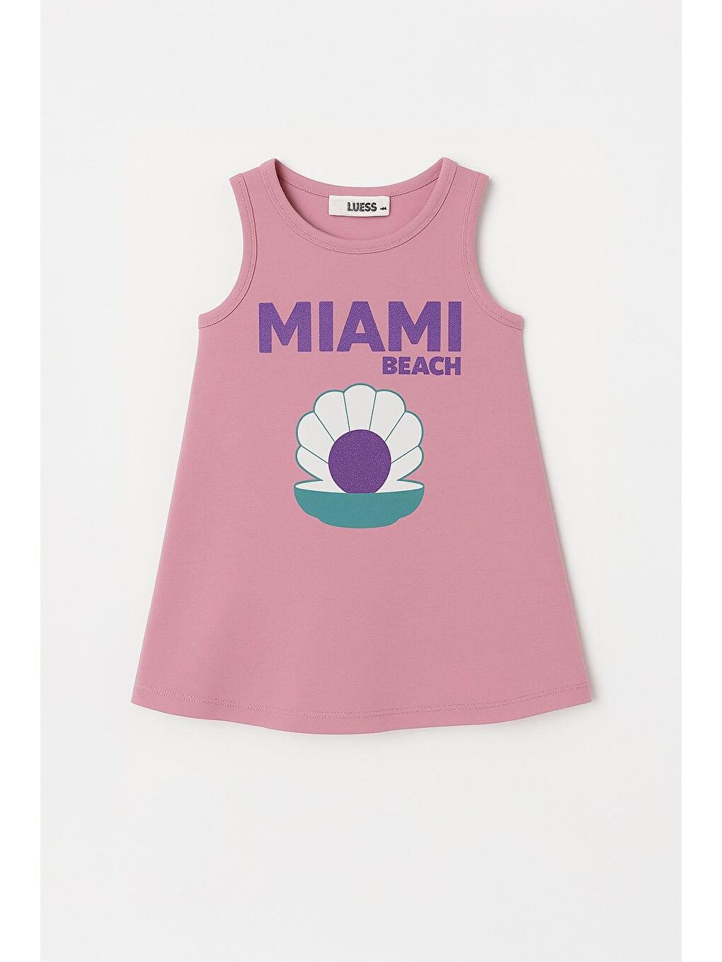 Kız Çocuk %100 Pamuklu Baskılı  Elbise - Pembe  (3-4 Yaş - 8-9 Yaş)-2