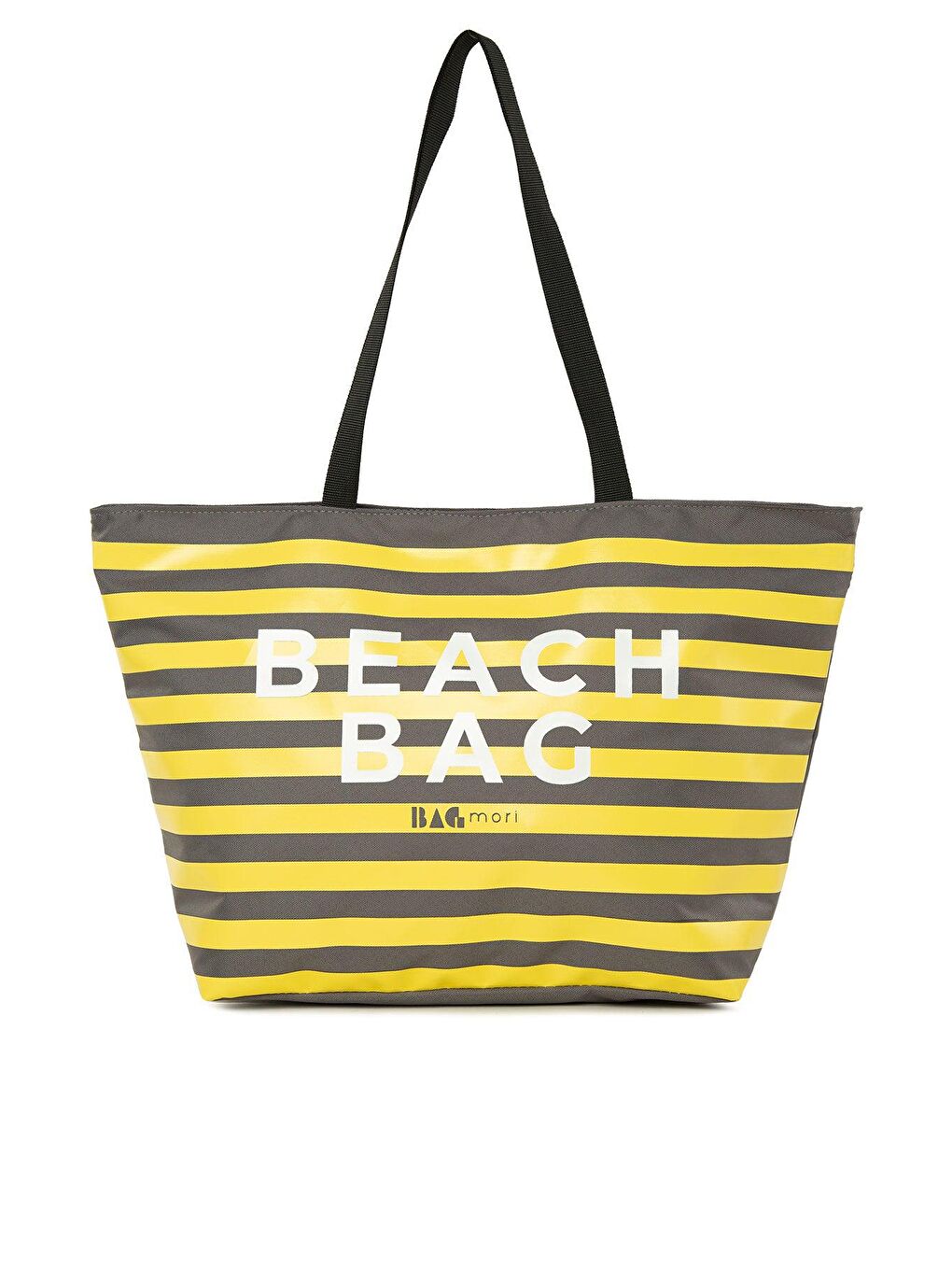 Bagmori Gri Çizgili Beach Bag Baskılı Plaj Çantası