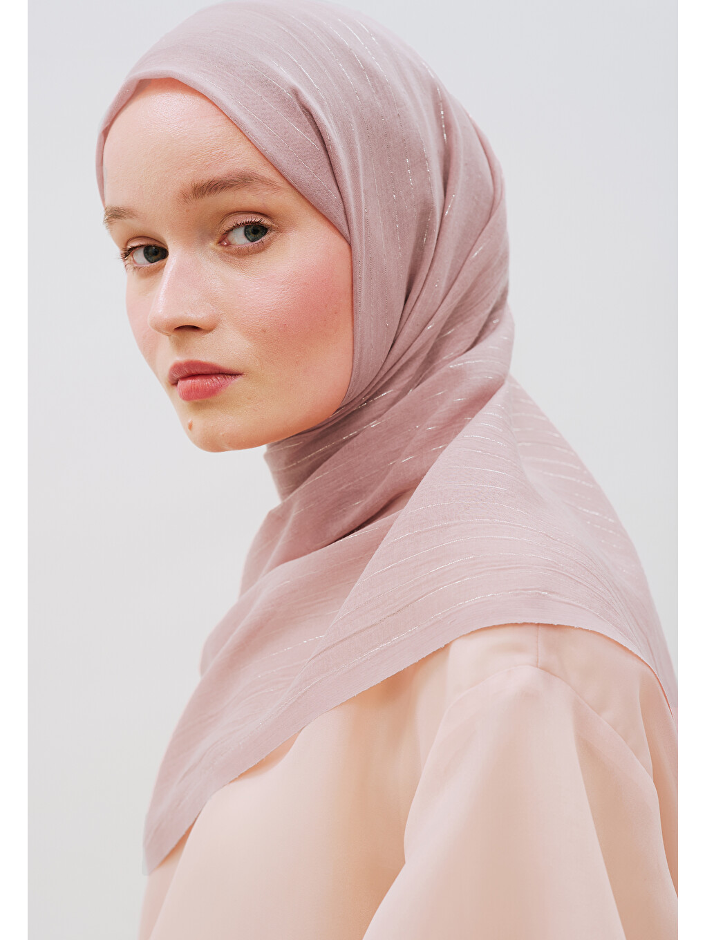 Pembe Işıltılı Vual Şal Pudra-2