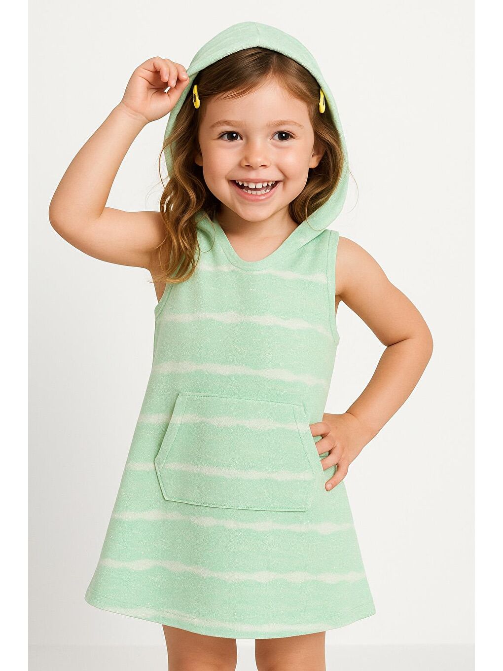 Kız Çocuk Yeşil Batikli Elbise (3-4 Yaş 8-9 Yaş)-1