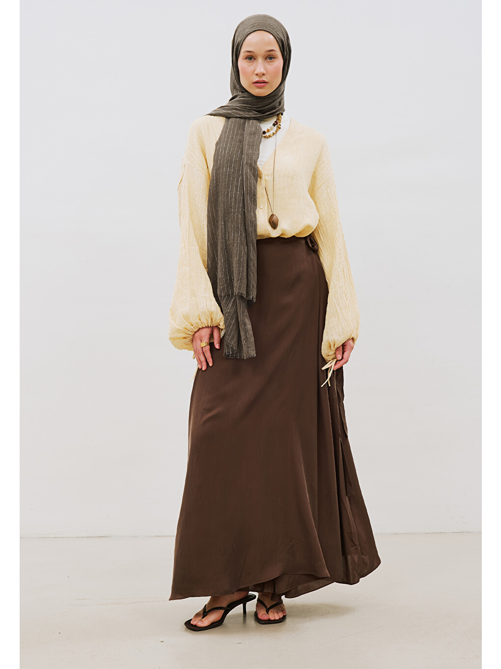 Kahverengi Işıltılı Vual Şal Kahve-3