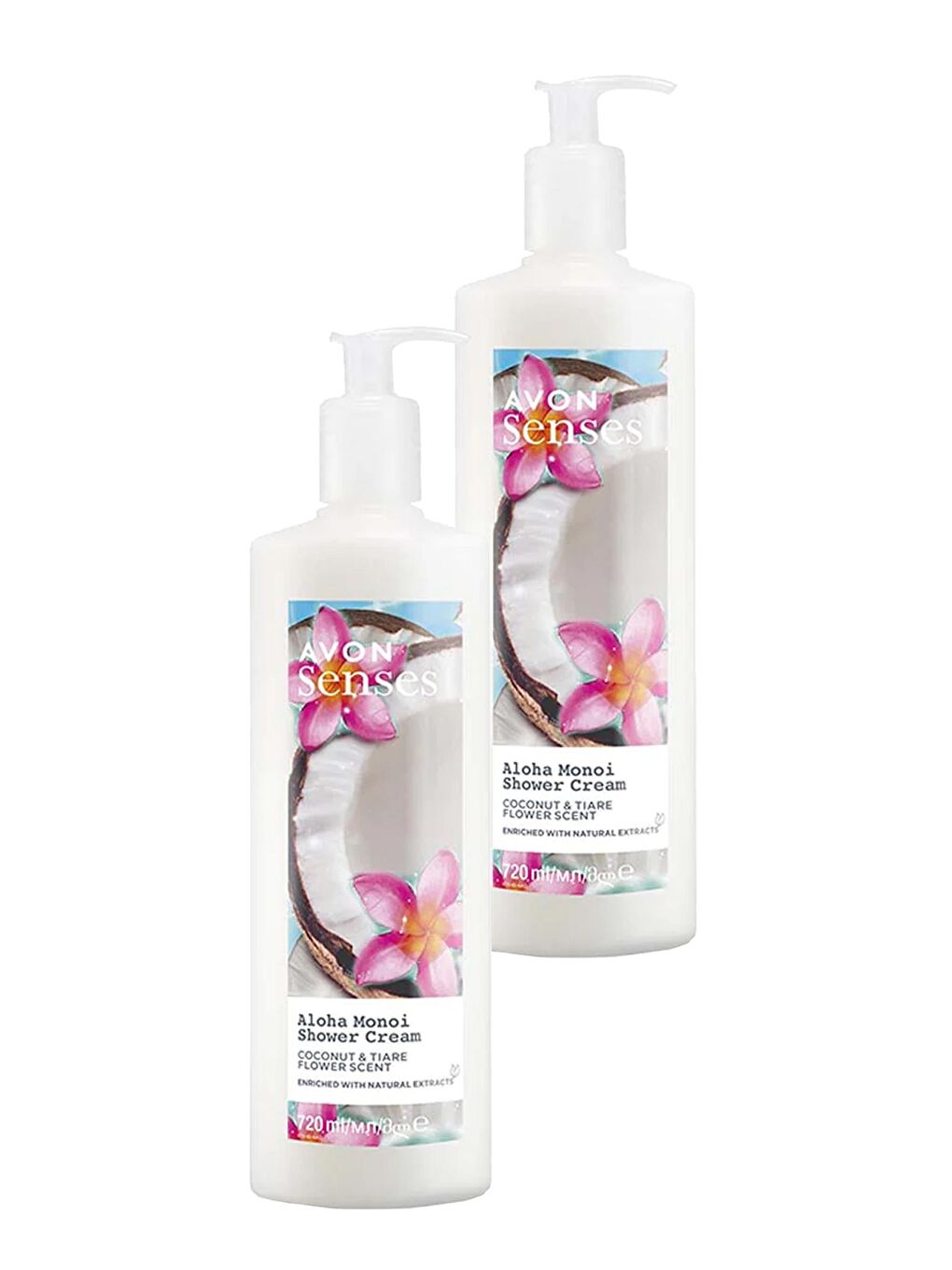 AVON Senses Aloha Monoi Tiare Çiçeği ve Hindistan Cevizi Kokulu Krem Duş Jeli 720 Ml. İkili Set