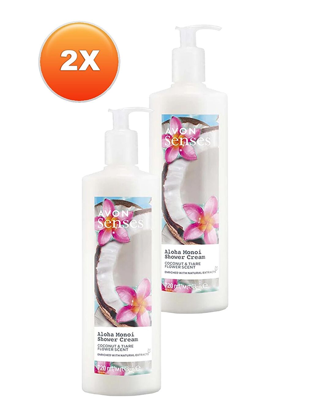 AVON Senses Aloha Monoi Tiare Çiçeği ve Hindistan Cevizi Kokulu Krem Duş Jeli 720 Ml. İkili Set - 1