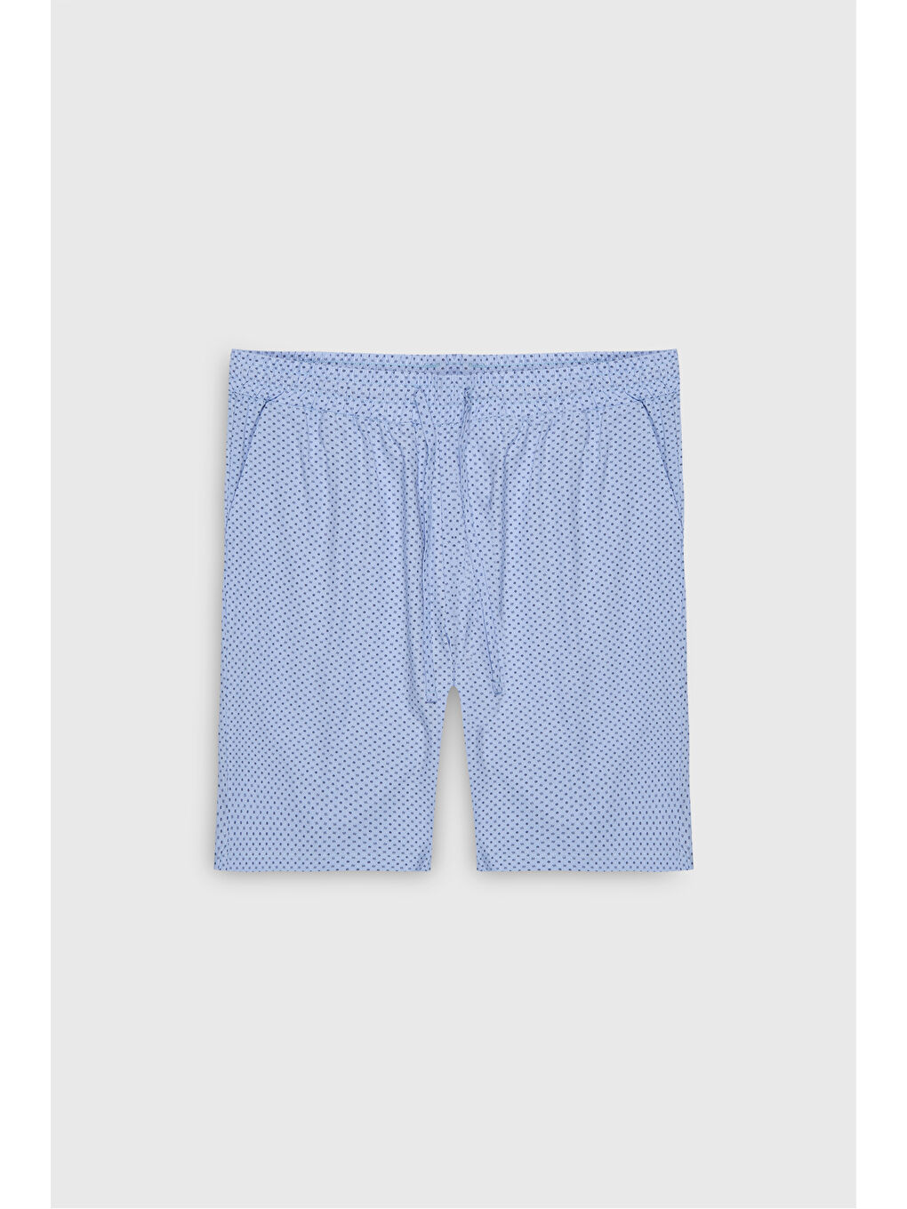 Erkek Lacivert-Mavi 2'li %100 Pamuk Slim Fit Dar Kesim Bisiklet Yaka Desenli Cepli Pijama Şort-1