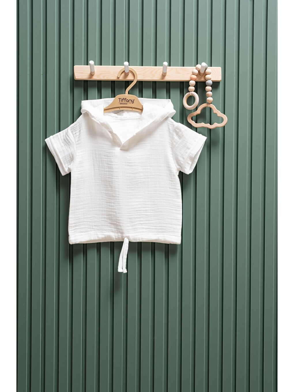 Ekru Unisex Müslin Kapüşonlu Tişört 6 Ay 3 Yaş %100 Pamuk