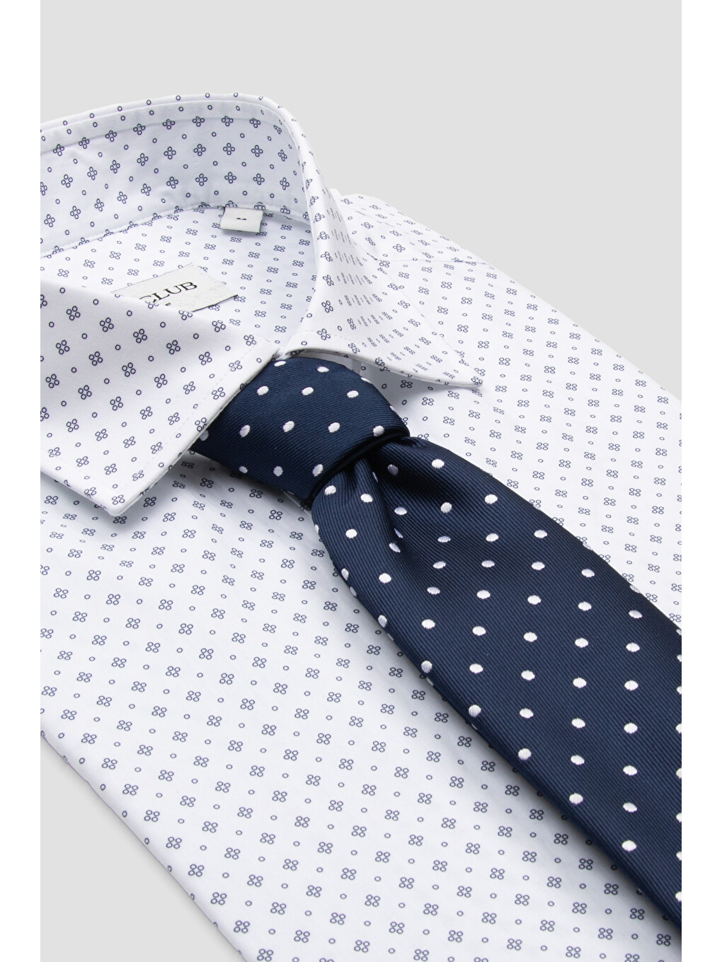 Oscar Poplin Pamuklu Slim Fit Beyaz Klasik Yaka Erkek Baskılı Gömlek-2