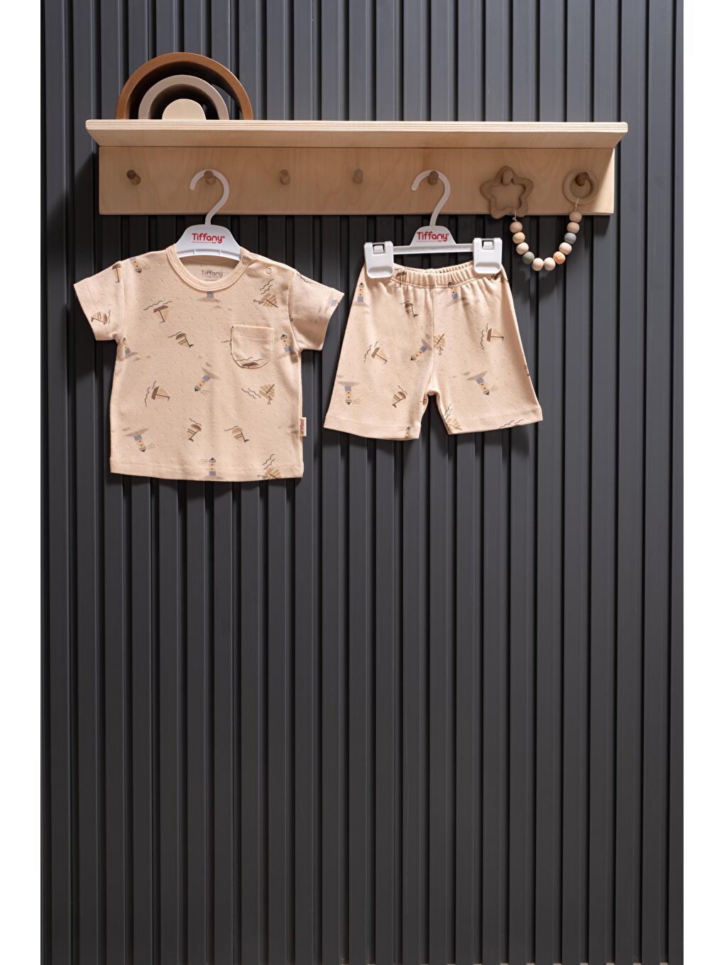 Kahverengi Boat Jakarlı Theme Şortlu Takım