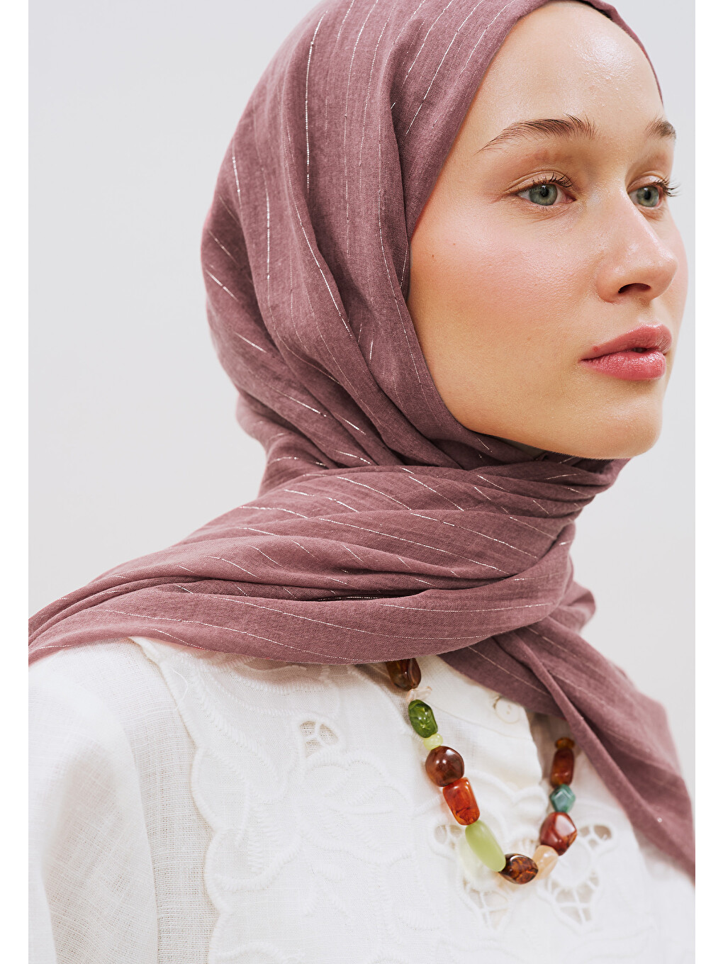 Pembe Işıltılı Vual Şal Gülkurusu-2