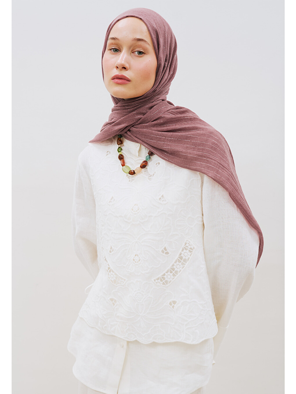 Pembe Işıltılı Vual Şal Gülkurusu-4