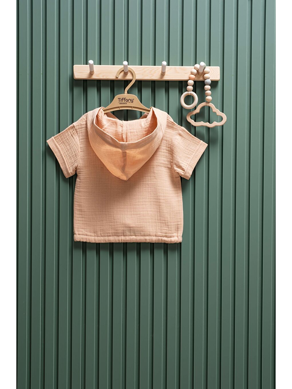 Bej Unisex Müslin Kapüşonlu Tişört 6 Ay 3 Yaş %100 Pamuk-1