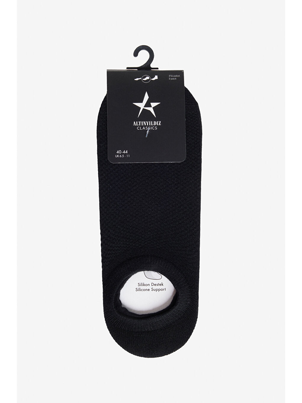 Erkek Siyah-Lacivert-Beyaz 3'lü Sneaker Patik Çorap-1