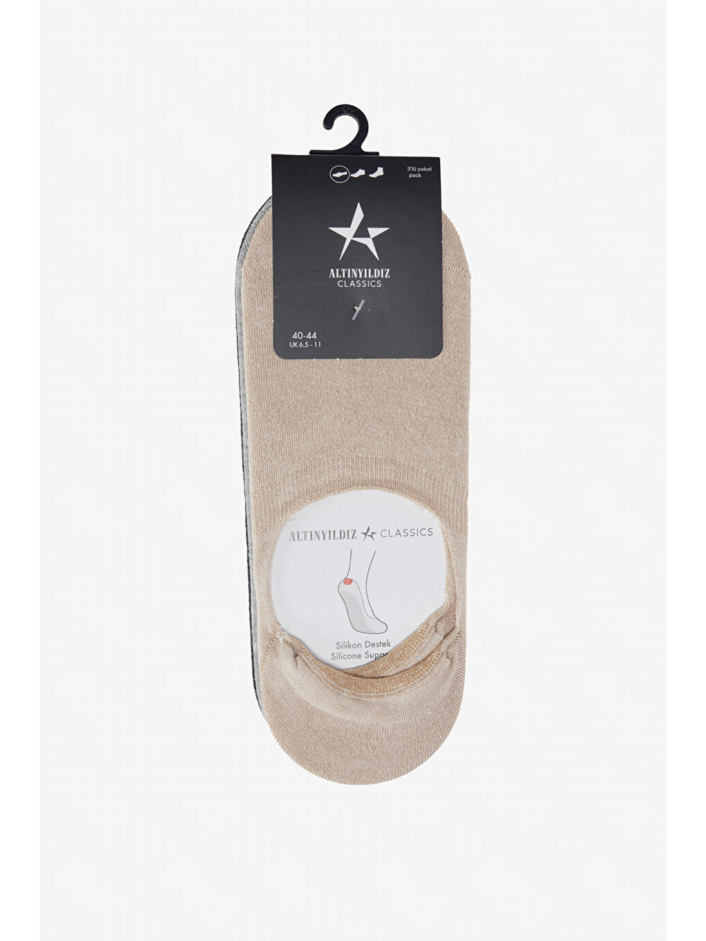 Pembe Erkek GRI-ANTRASIT-BEJ 3'lü Babet Çorap-1