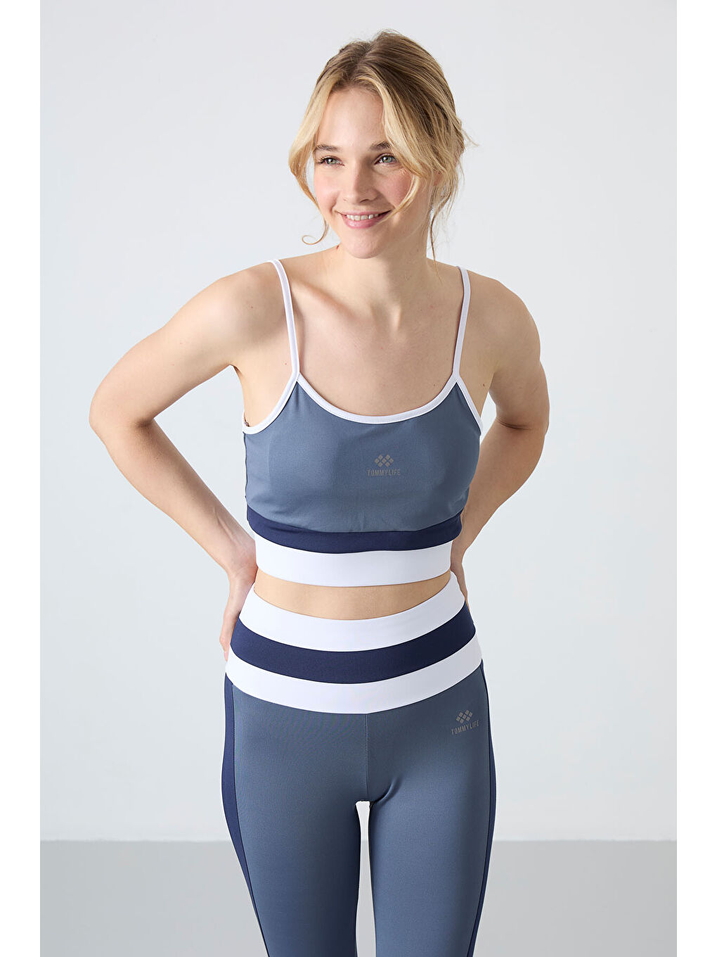 Petrol Polyester Esnek Standart Fit Performans Kadın Tayt Takım - 95335-3