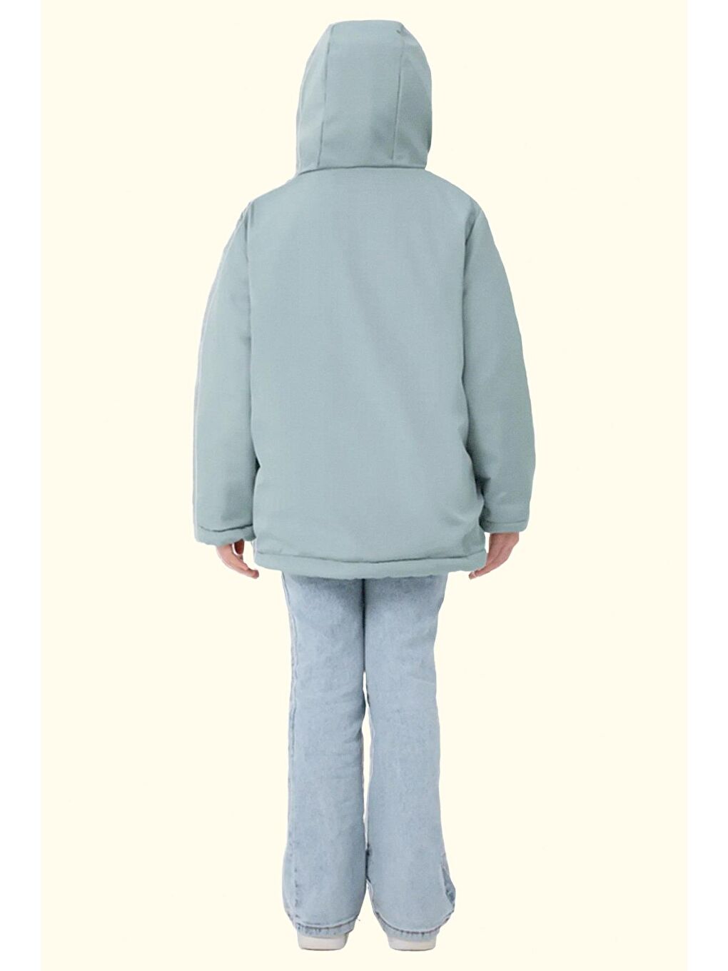 Yeşil Kız Çocuk Kürklü Su Ve Rüzgar Geçirmez Kapüşonlu 3 Kışlık Mont & Kaban & Parka-3