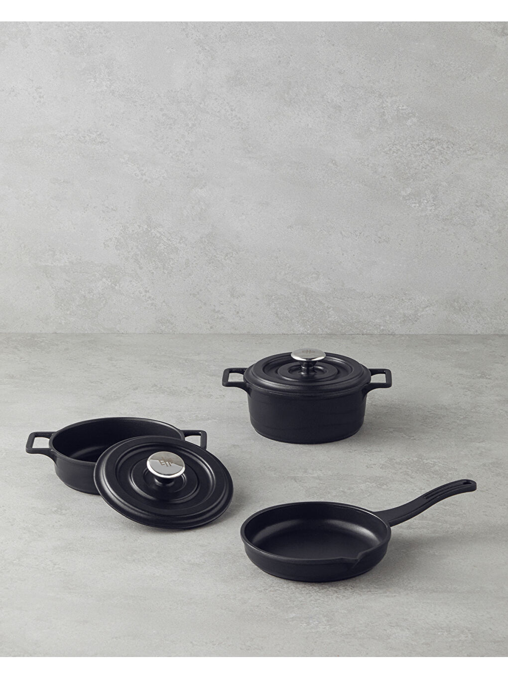 Tiny Taste Döküm Mini Tencere Seti 14x14x14 cm Siyah