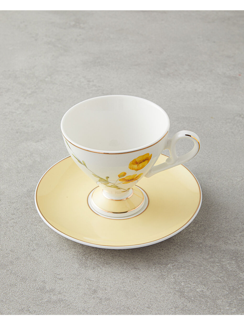 Valentina New Bone China 4 Parça 2 Kişilik Kahve Fincan Takımı 80 ml Sarı-2