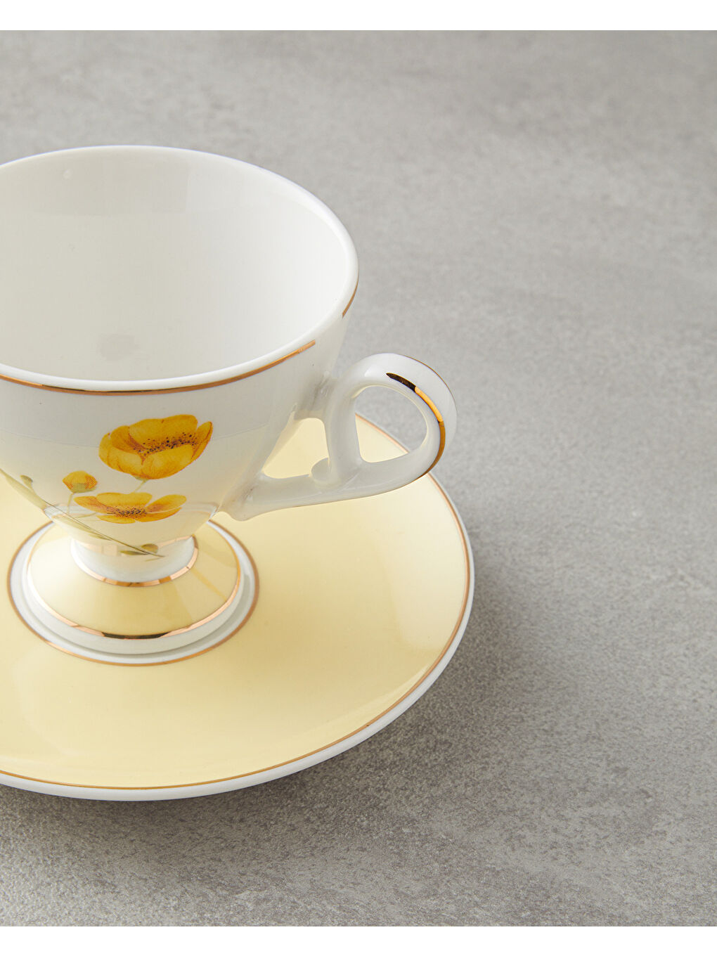 Valentina New Bone China 4 Parça 2 Kişilik Kahve Fincan Takımı 80 ml Sarı-3