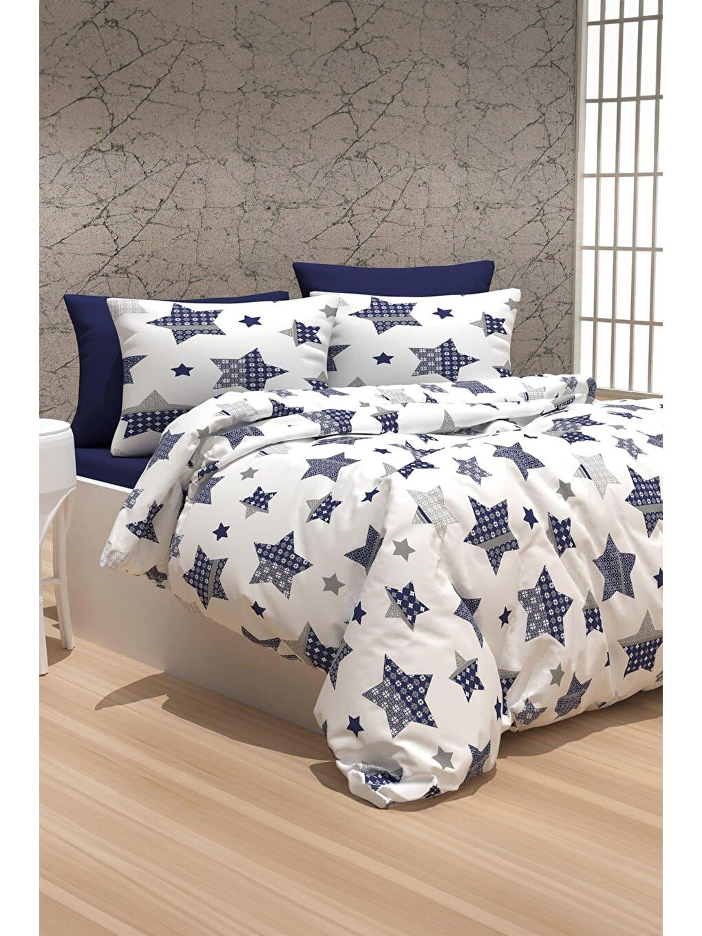 Lacivert Tek Kişilik Nevresim Seti  - 25653