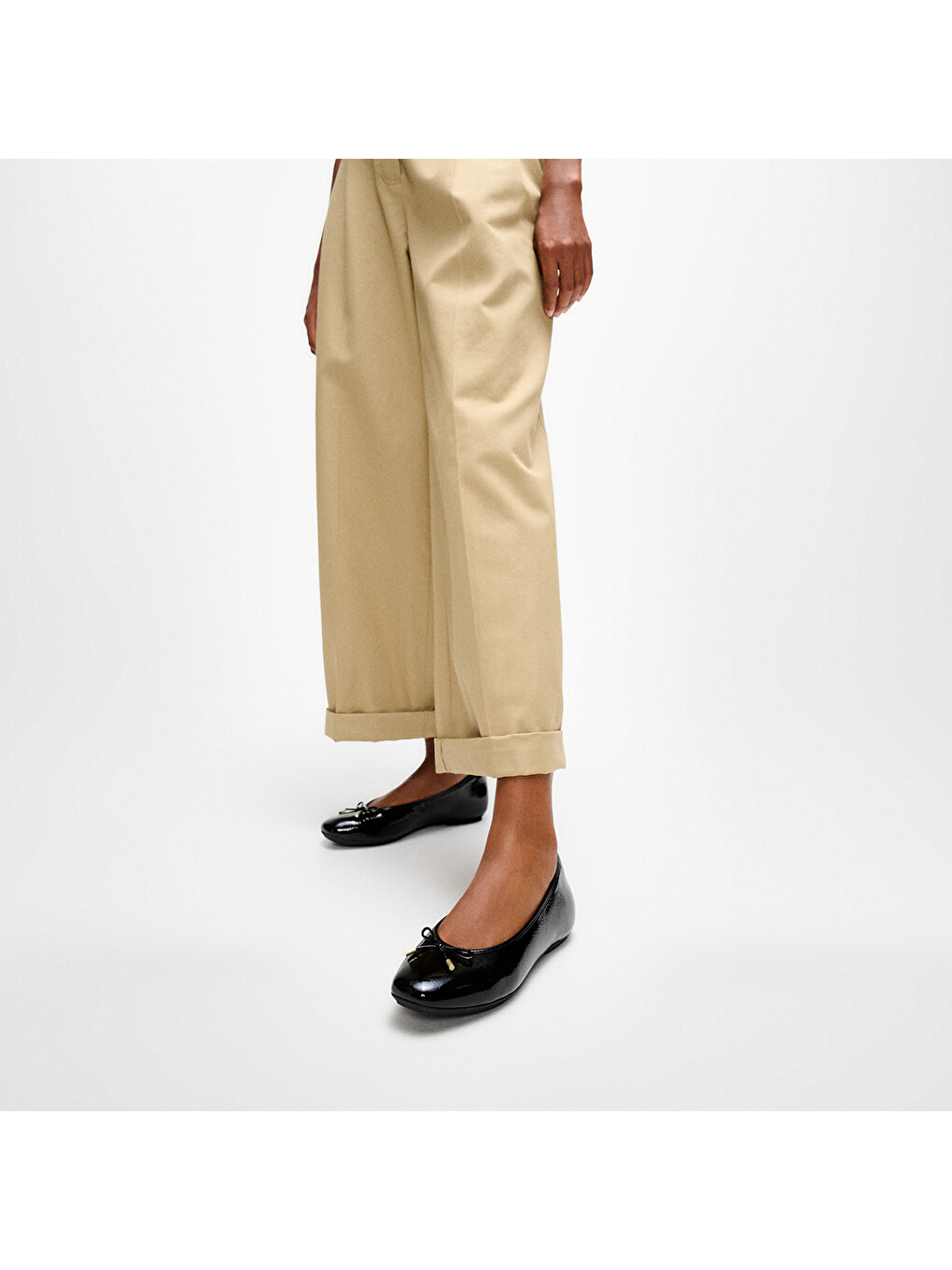 Siyah Kadın Babet A0K-001/E19 DELICATO Bow Soft Leather Ballet Flats-1