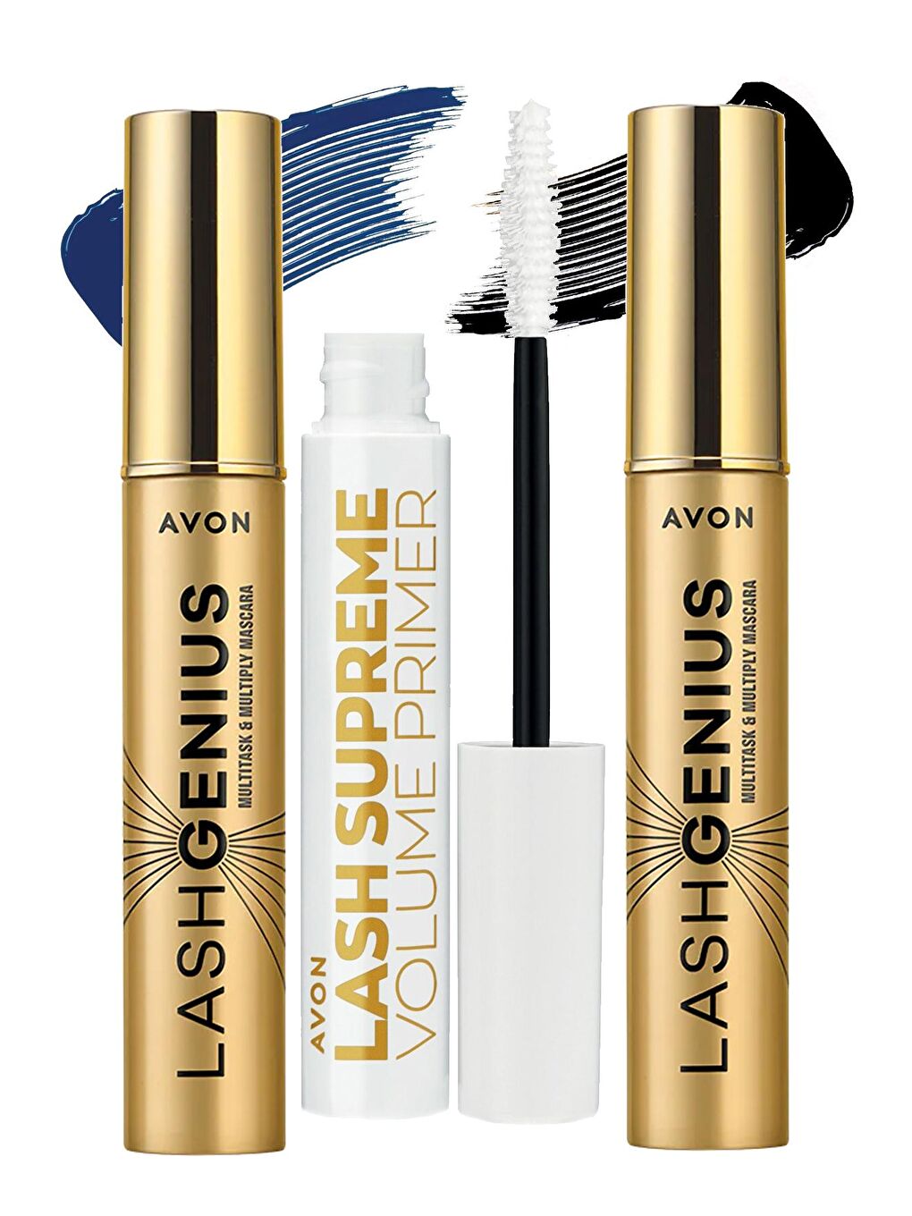 AVON Renksiz True Lash Genius 5 Etkili Mavi Siyah Maskara ve Maskara Bazı Paketi