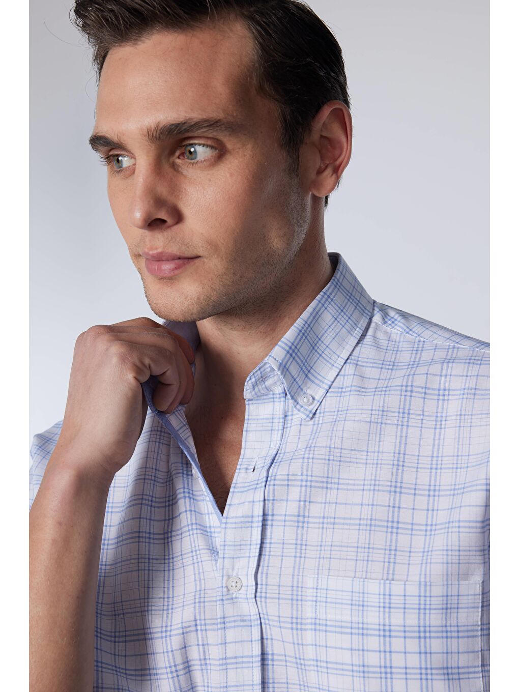 Karışık Erkek Regular Fit Klasik Kesim Pamuklu Tek Cepli Ekoseli Düğmeli Yaka Gömlek-2