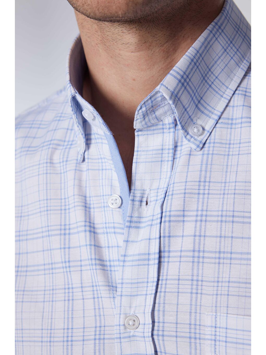 Karışık Erkek Regular Fit Klasik Kesim Pamuklu Tek Cepli Ekoseli Düğmeli Yaka Gömlek-3